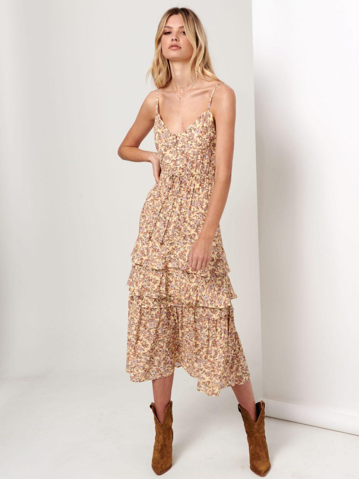 ISABELLA STRAPPY MAXI DRESS â YELLOW & PINK FLORAL | Gypsett