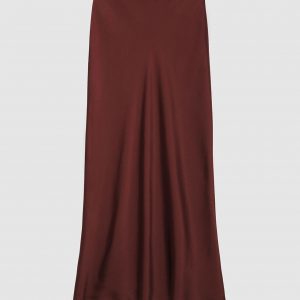 ANINE BING BAR SILK SKIRT DARK CHERRY