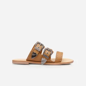 SOL SANA EASTWOOD STUD SLIDE TAN/SILVER