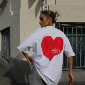 SŚAINT Heart Tee White tee with red heart