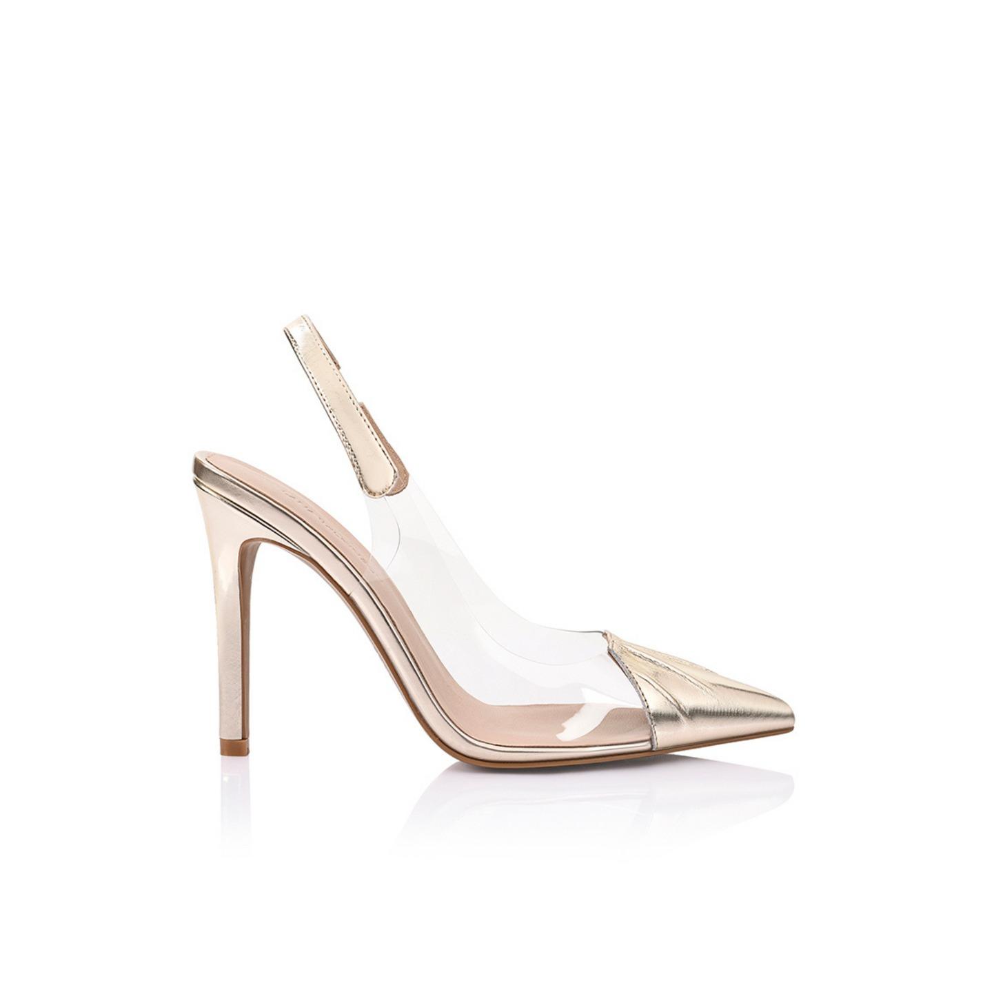 LANA WILKINSON Romy Pump Vinylite & Gold Patent