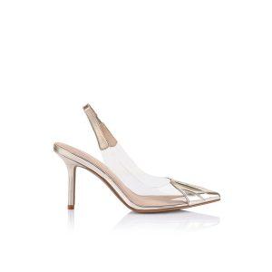 LANA WILKINSON Remi Pump Vinylite & Gold Metallic Patent Leather