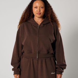 SŚAINT CROPPED HOODIE Brown