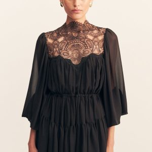 SHONA JOY emory long sleeve mini dress - black