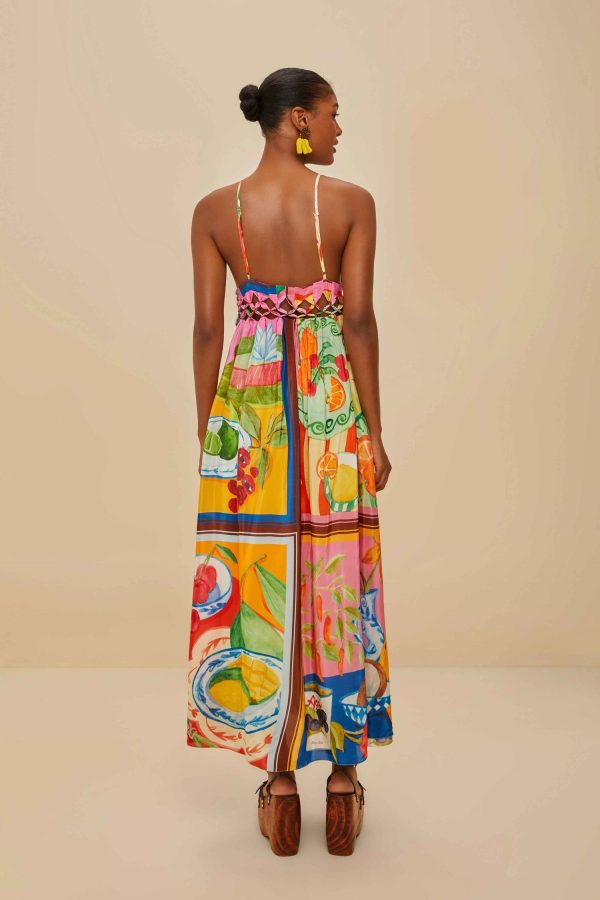 FARM RIO multicolor summer picnic macrame yoke maxi dress - Image 3