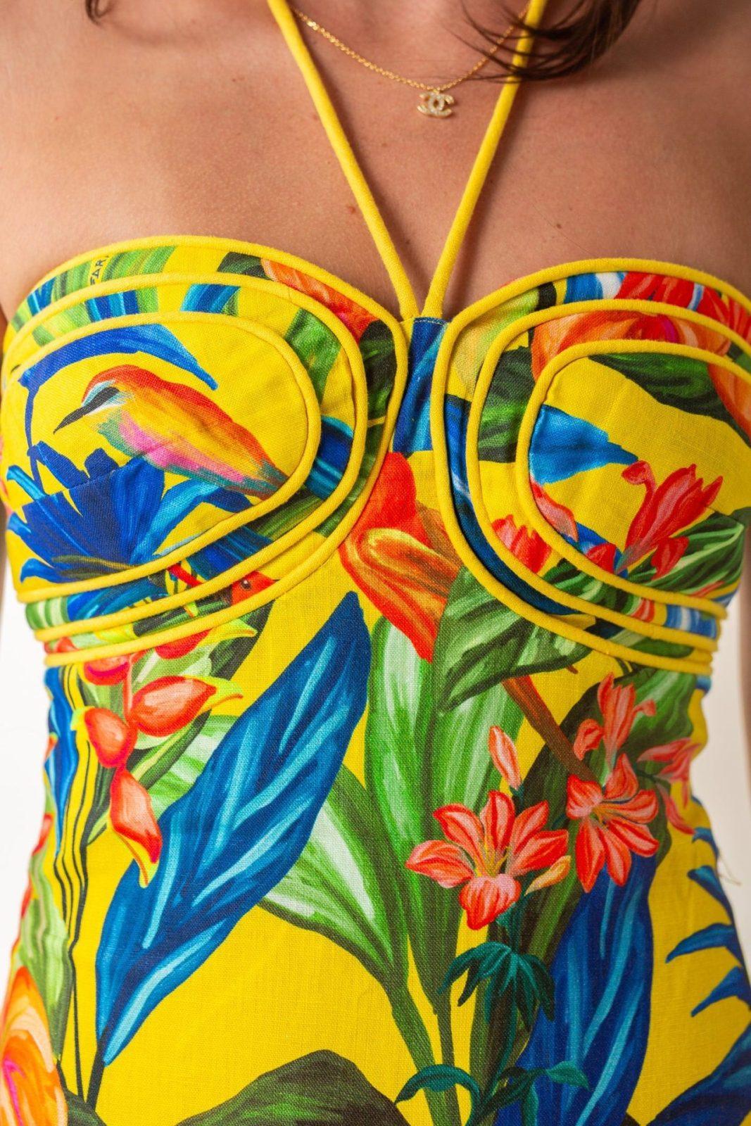 FARM RIO Bright Nature Yellow Sleeveless Mini Dress - Image 2