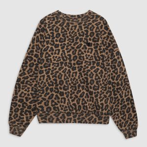 ANINE BING MILES SWEATSHIRT - BLACK and BROWN LEOPARD