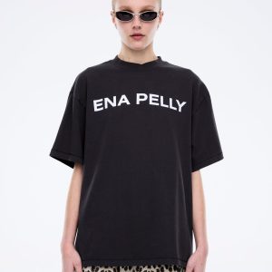 ENA PELLY CHLOE OVERSIZED TEE - CORE LOGO 2.0 Vintage Black