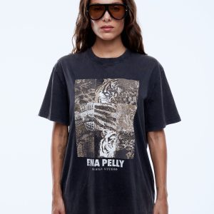 ENA PELLY MIXED ANIMAL TEE Vintage Black