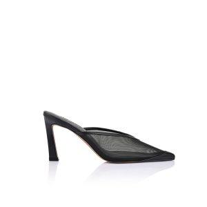 LANA WILKINSON Jocelyn Mule Black Mesh & Leather