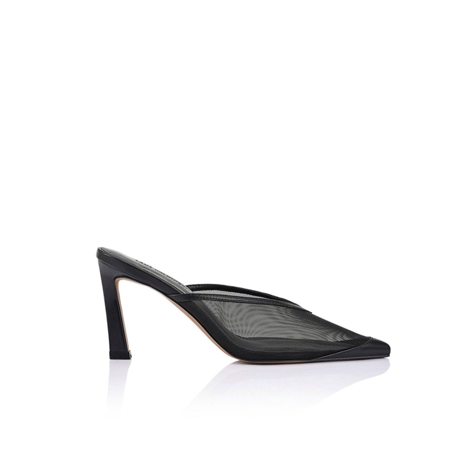 LANA WILKINSON Jocelyn Mule Black Mesh & Leather