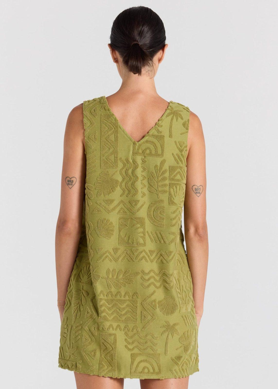 POOLSIDE PARADISO Mai Tai V Tunic Towelling Dress - Moss - Image 2