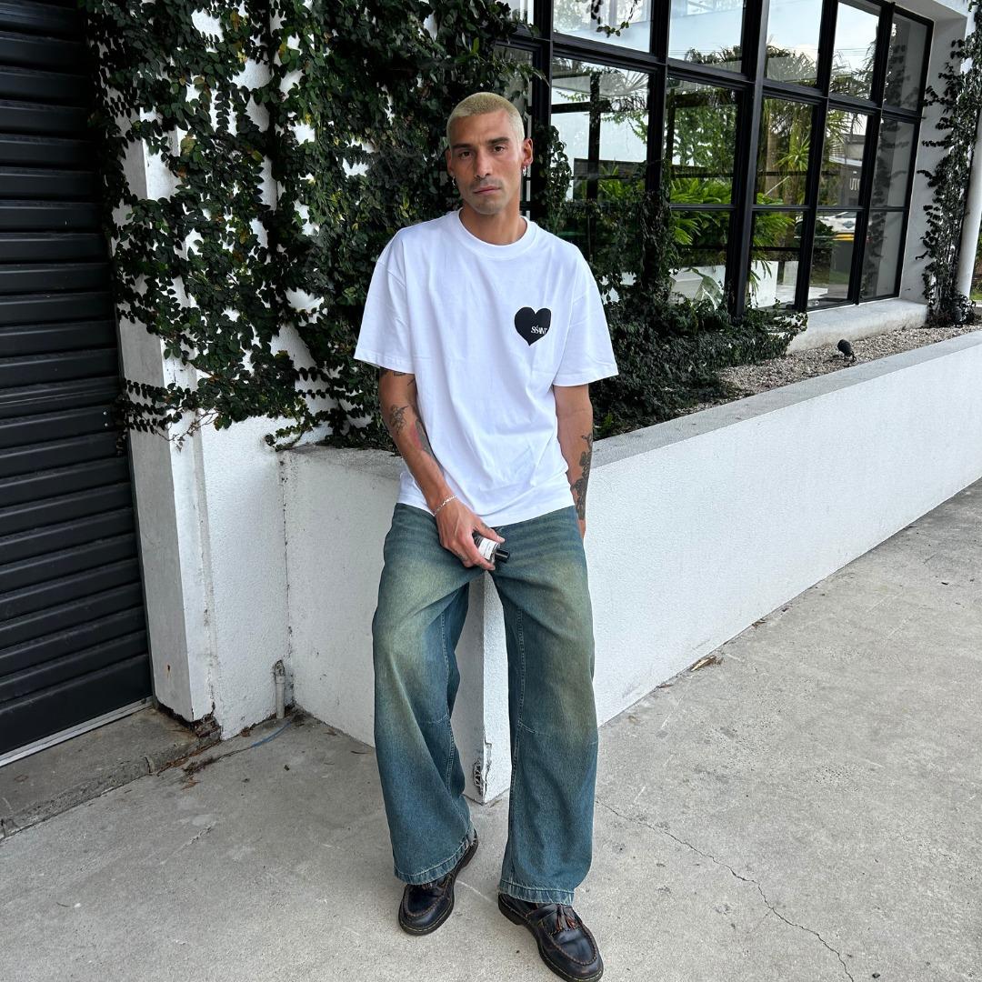 SSAINT Heart Tee: White tee with black heart