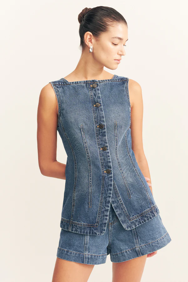 SHONA JOY - Raquel Vest - Vintage Blue