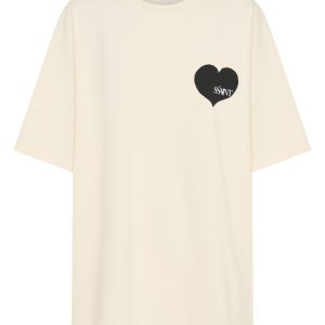 SŚAINT Heart Tee: Cream & Black
