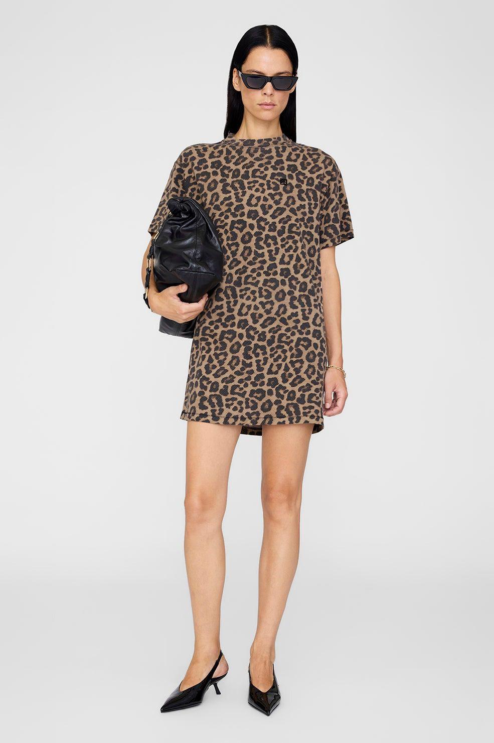 ANINE BING Beth Mini Dress black and brown leopard - Image 3