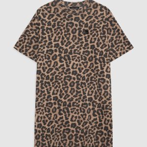 ANINE BING Beth Mini Dress black and brown leopard