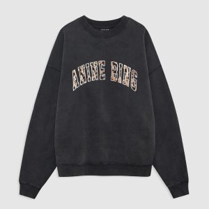 ANINE BING Miles Sweatshirt Anine Bing Leopard washed black