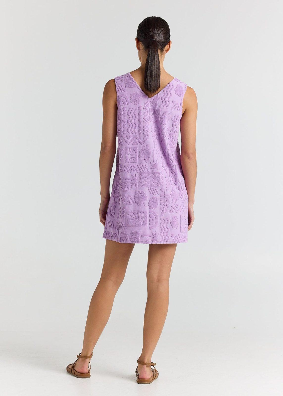 POOLSIDE PARADISO Mai Tai V Tunic Towelling Dress - Lilac - Image 2