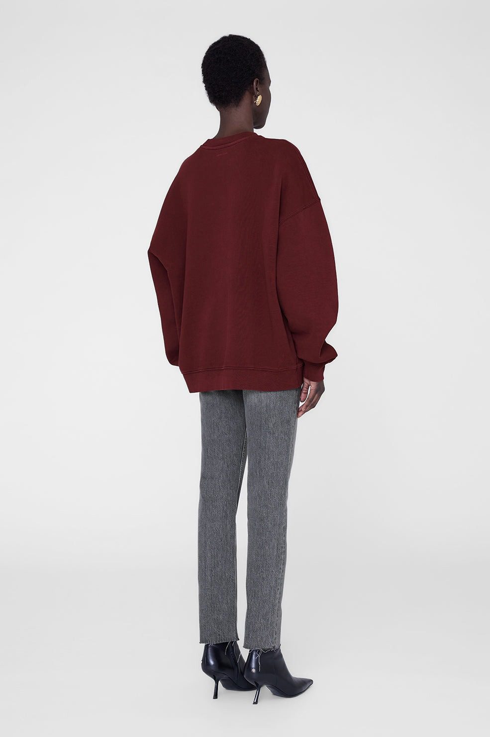 ANINE BING Miles Sweatshirt Chenille Signature Burgundy - Image 2