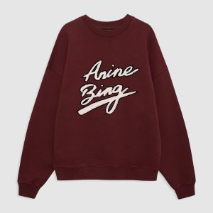 ANINE BING Miles Sweatshirt Chenille Signature Burgundy