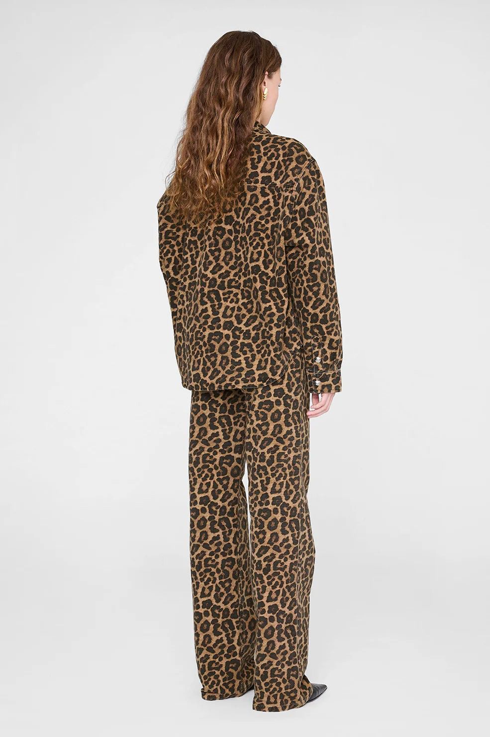 ANINE BING PAXTON SHIRT BLACK AND BROWN LEOPARD - Image 2