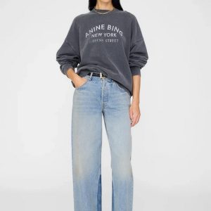 ANINE BING MILES SWEATSHIRT NY - WASHED BLACK