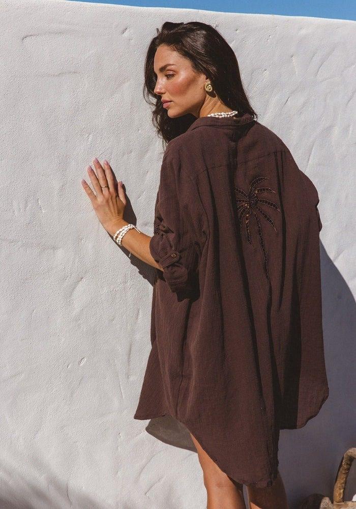 Cabo Palms Shirt Dress - Espresso - Image 2