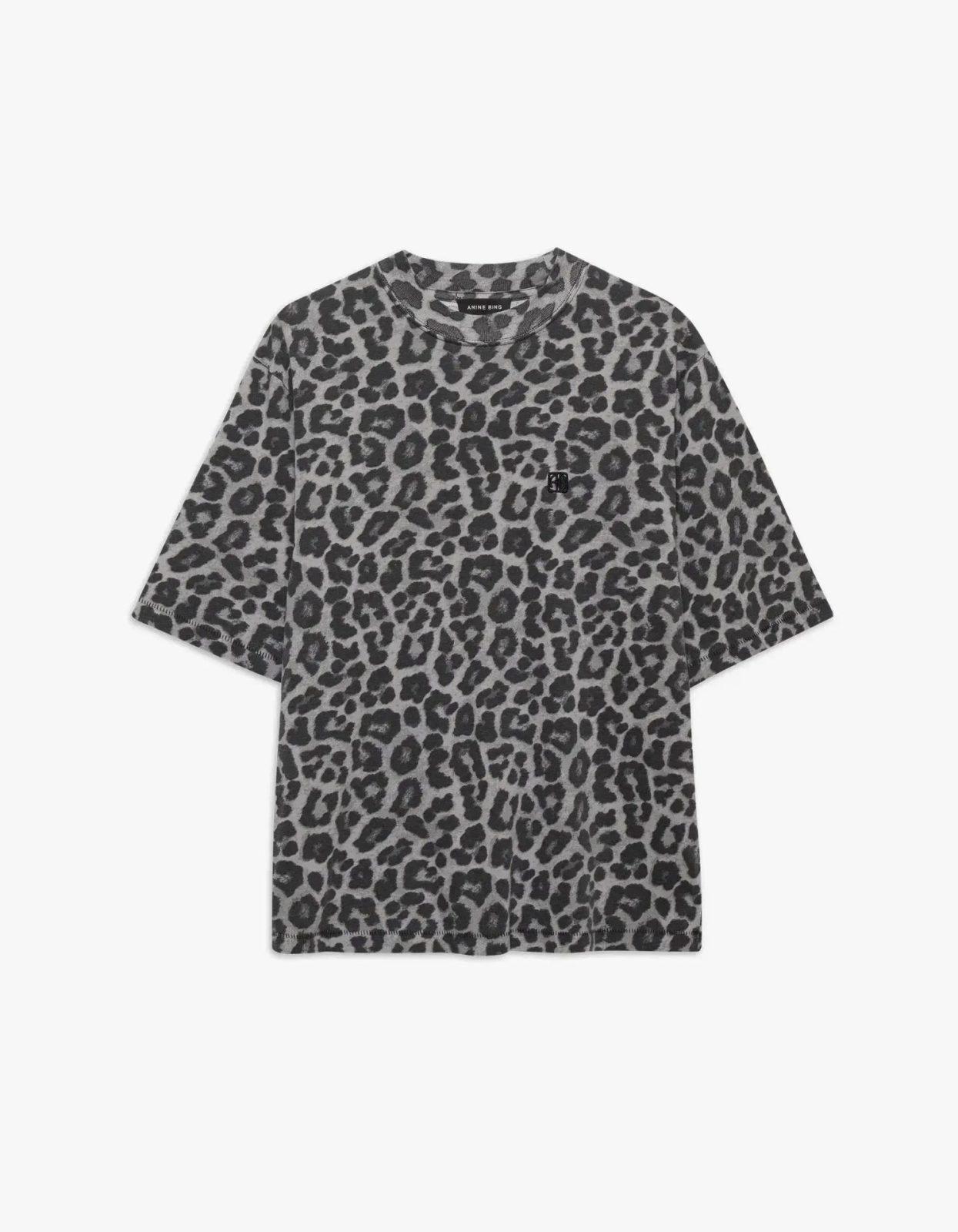 ANINE BING Anine Bing Cohen Tee in Grey Leopard