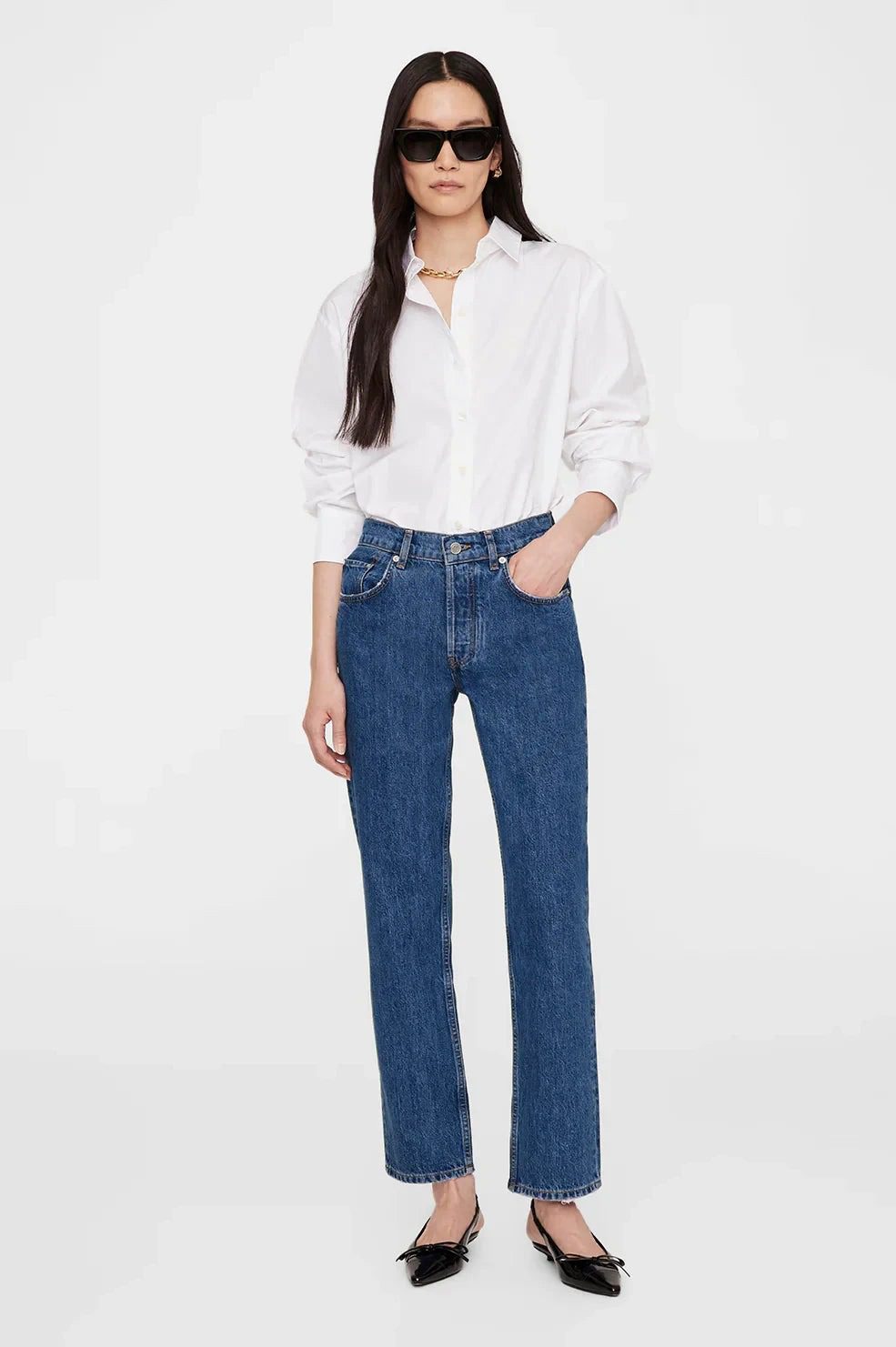 ANINE BING Essie Cropped Shirt White