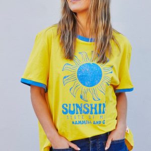 HAMMILL AND CO SUNSHINE STATE OF MIND RINGER TEE - YELLOW