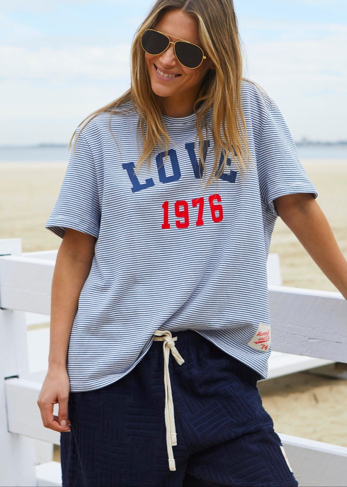 HAMMILL AND CO LOVE 1976 TEE - NAVY/WHITE STRIPE
