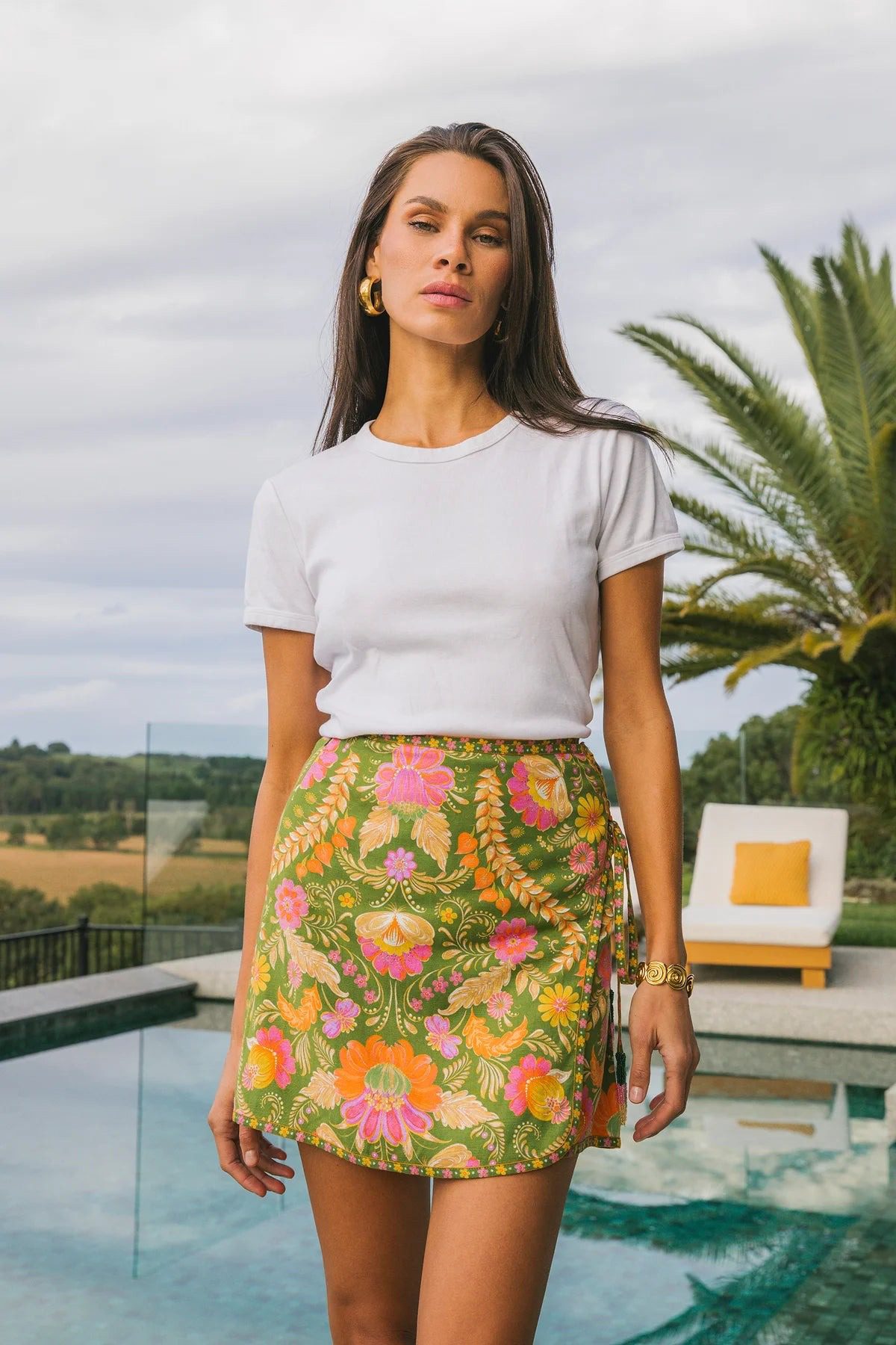NINE LIVES BAZAAR Maison Mini Skirt - Guava