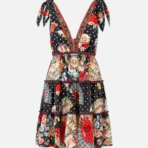 CAMILLA tiered short dress with shoulder ties Daughters of duende