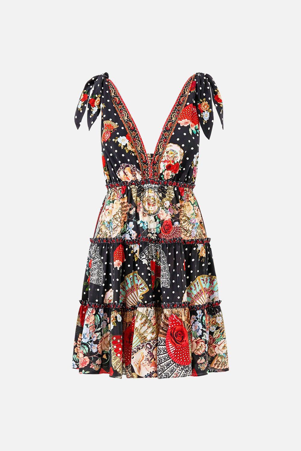 CAMILLA tiered short dress with shoulder ties Daughters of duende