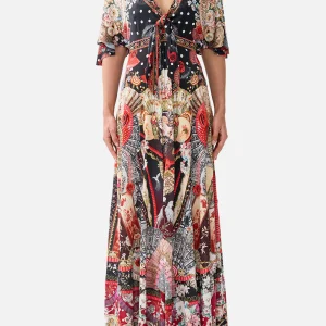 CAMILLA flutter sleeve tie front jersey dress Daughters of duende