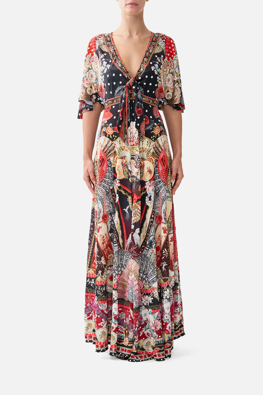 CAMILLA flutter sleeve tie front jersey dress Daughters of duende