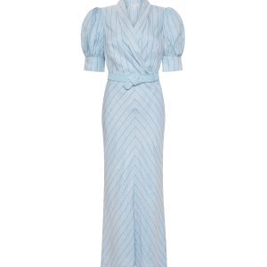 REBECCA VALLANCE Effie Midi Dress Pale Blue