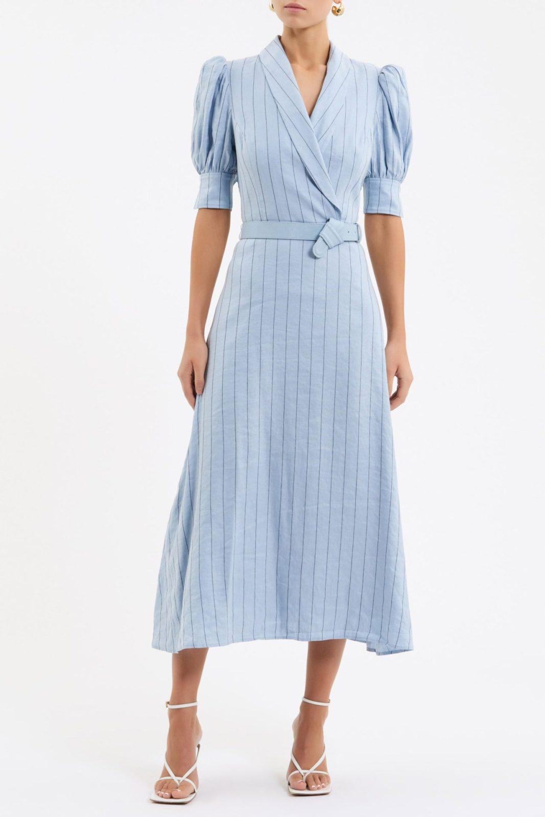 REBECCA VALLANCE Effie Midi Dress Pale Blue - Image 4