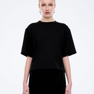 ENA PELLY ALESSA RELAXED SOFT JERSEY TEE BLACK