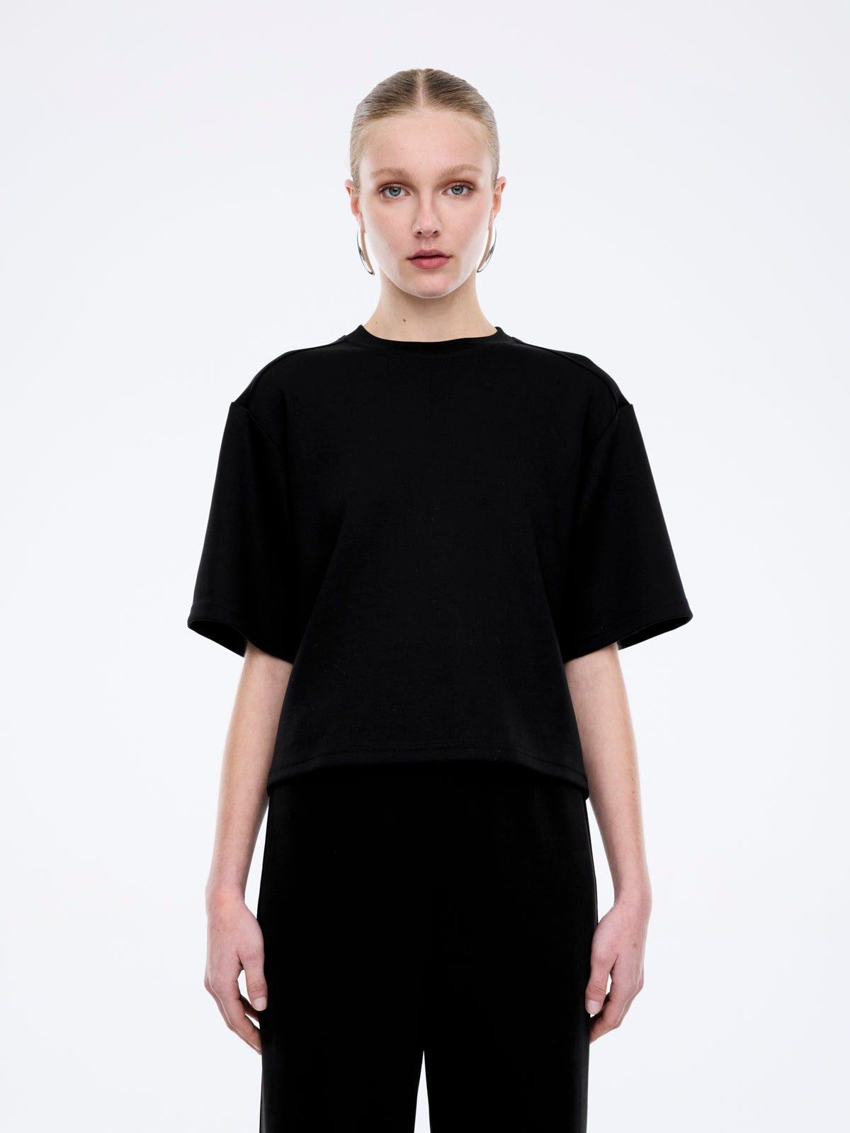 ENA PELLY ALESSA RELAXED SOFT JERSEY TEE BLACK