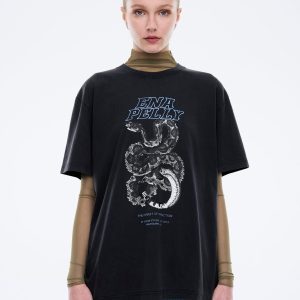 ENA PELLY JESSIE OVERSIZED TEE PYTHON VINTAGE BLACK