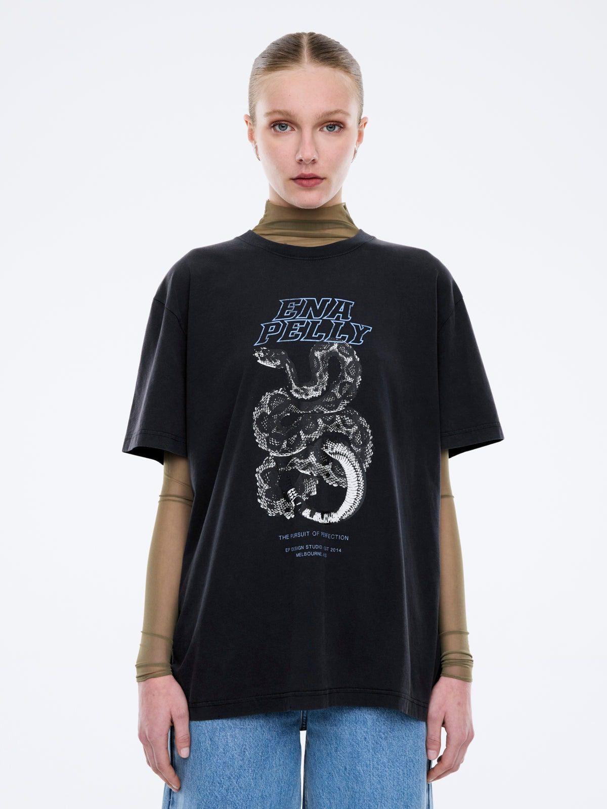ENA PELLY JESSIE OVERSIZED TEE PYTHON VINTAGE BLACK