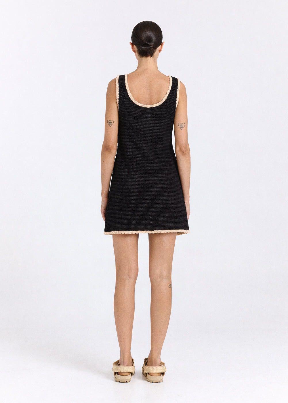 POOLSIDE PARADISO Palm Beach U Crochet Knit Dress - Black Sand - Image 2