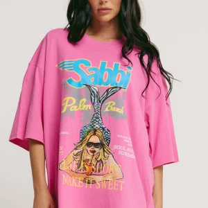 SABBI THE VERY OVERSIZED LIFE IS SHORT TEE - PINK