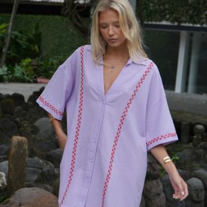 LUNA LANE The Mimi Shirt Dress - Lilac