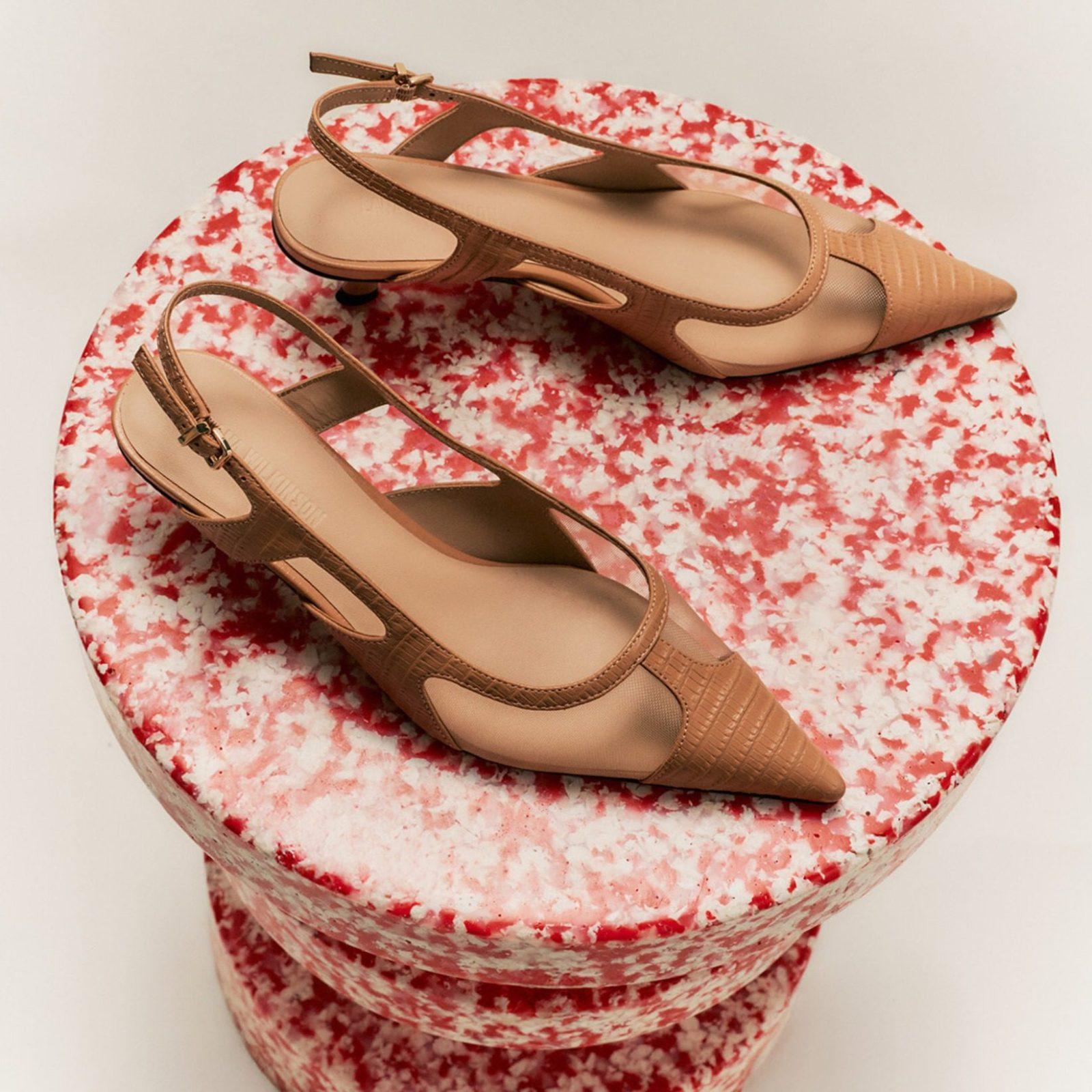 LANA WILKINSON Jamie Pump Beige Croc-Embossed Leather & Mesh - Image 2