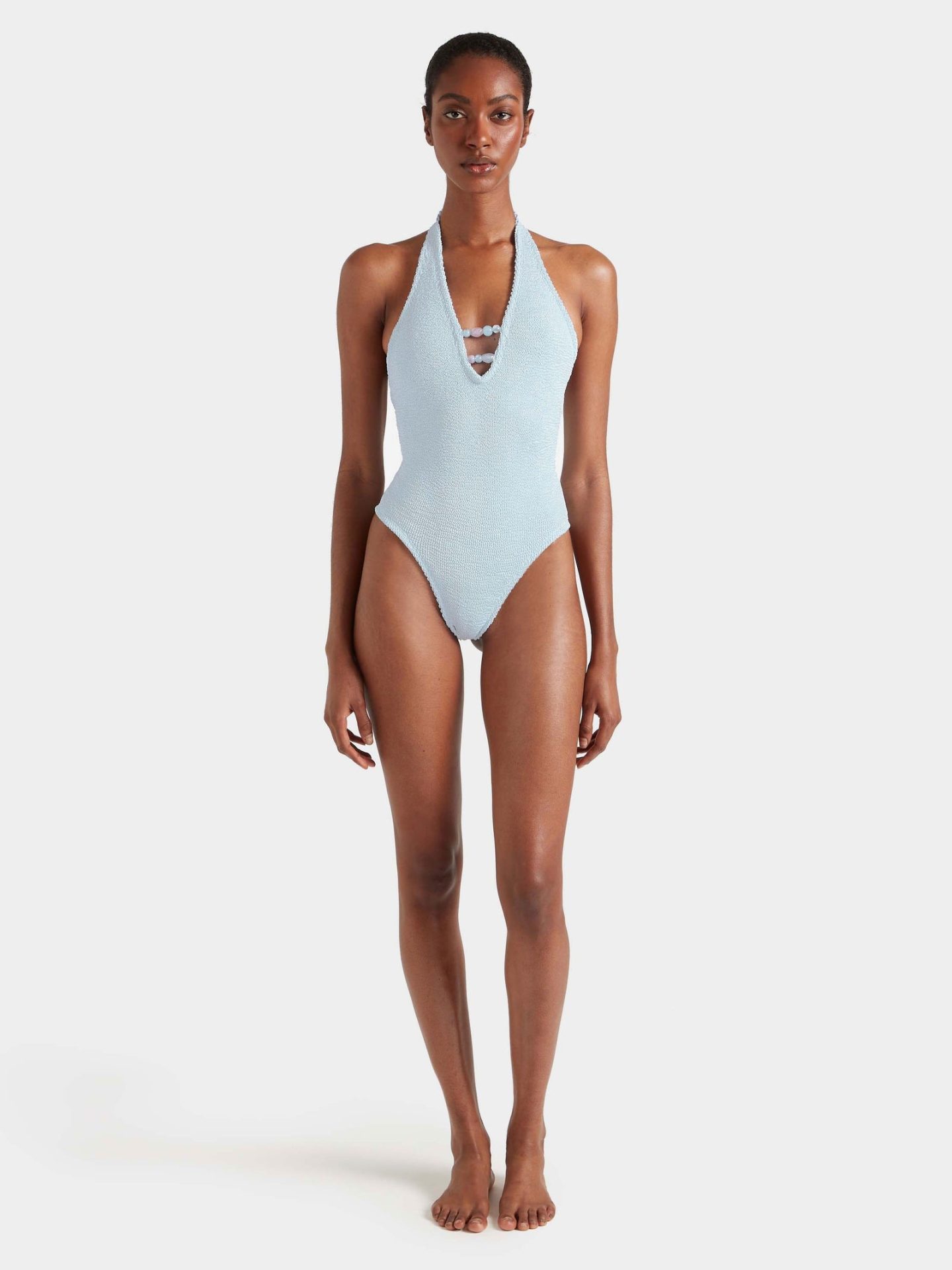 HUNZA G Mia Beaded Swim Metallic Ice Blue - Image 2