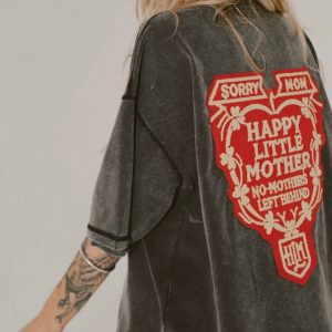 HAPPY LITTLE MOTHER SORRY MOM TEE BLACK