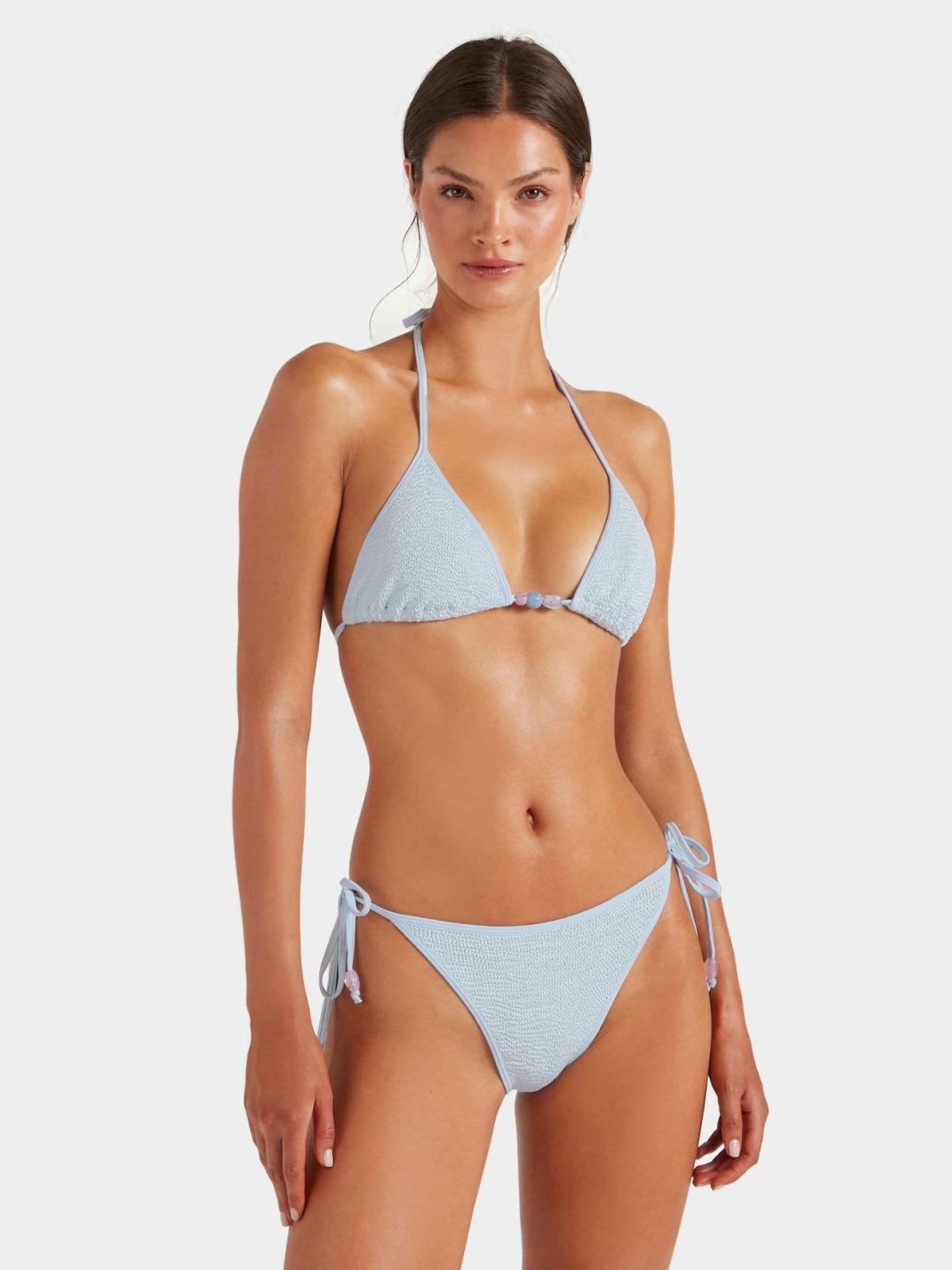 HUNZA G Gina Beaded Bikini Metallic Ice Blue - Image 2